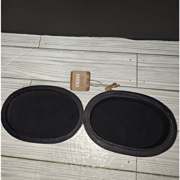 Handcrafted Bone & Resin Collectible Trinket Jewelry Box Checkered Blue - Picture 8 of 11